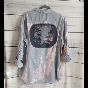 HOTEL California boho distressed shirt M